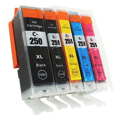 Canon PGI-250XL/CLI251XL Compatible Ink COMBO(BK,PBK,C,M,Y)High Capacity of Canon 250, Canon 251 -Free Shipping Over $50