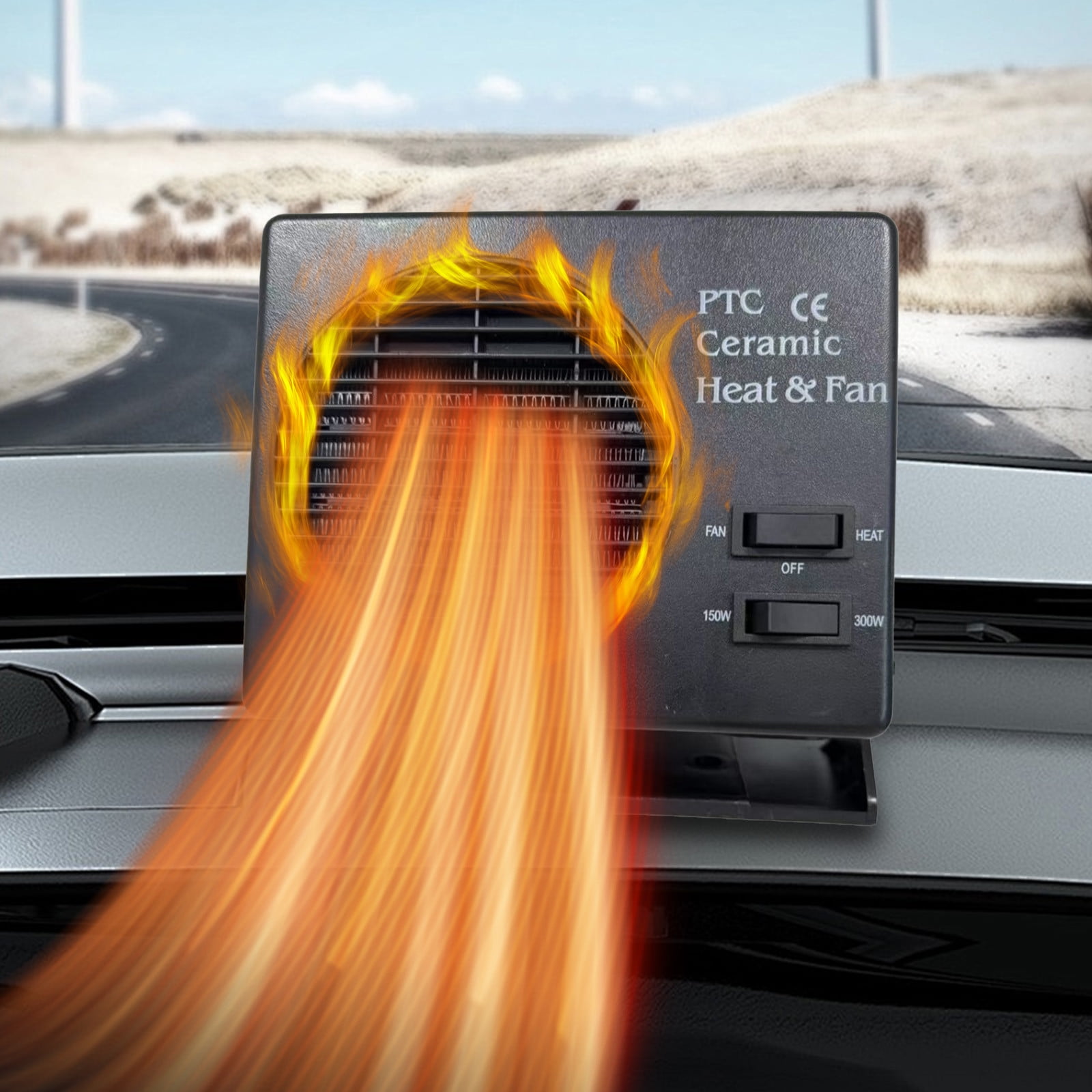 12V Car Heater, 150W-300W Ceramic Heating Fan, Powerful Defroster, Compact Design, For Vehicle Interior Warming
