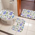 thumbnail image 5 of Purple Hydrangeas Bathroom Rugs Set Floral Leaf Retro Linen Texture Country Non Slip Absorbent Soft Bath Mats 3 Piece Set with Bathroom Rug, U-Shaped Floor Mat, Toilet Seat Cover Small Size, 5 of 9