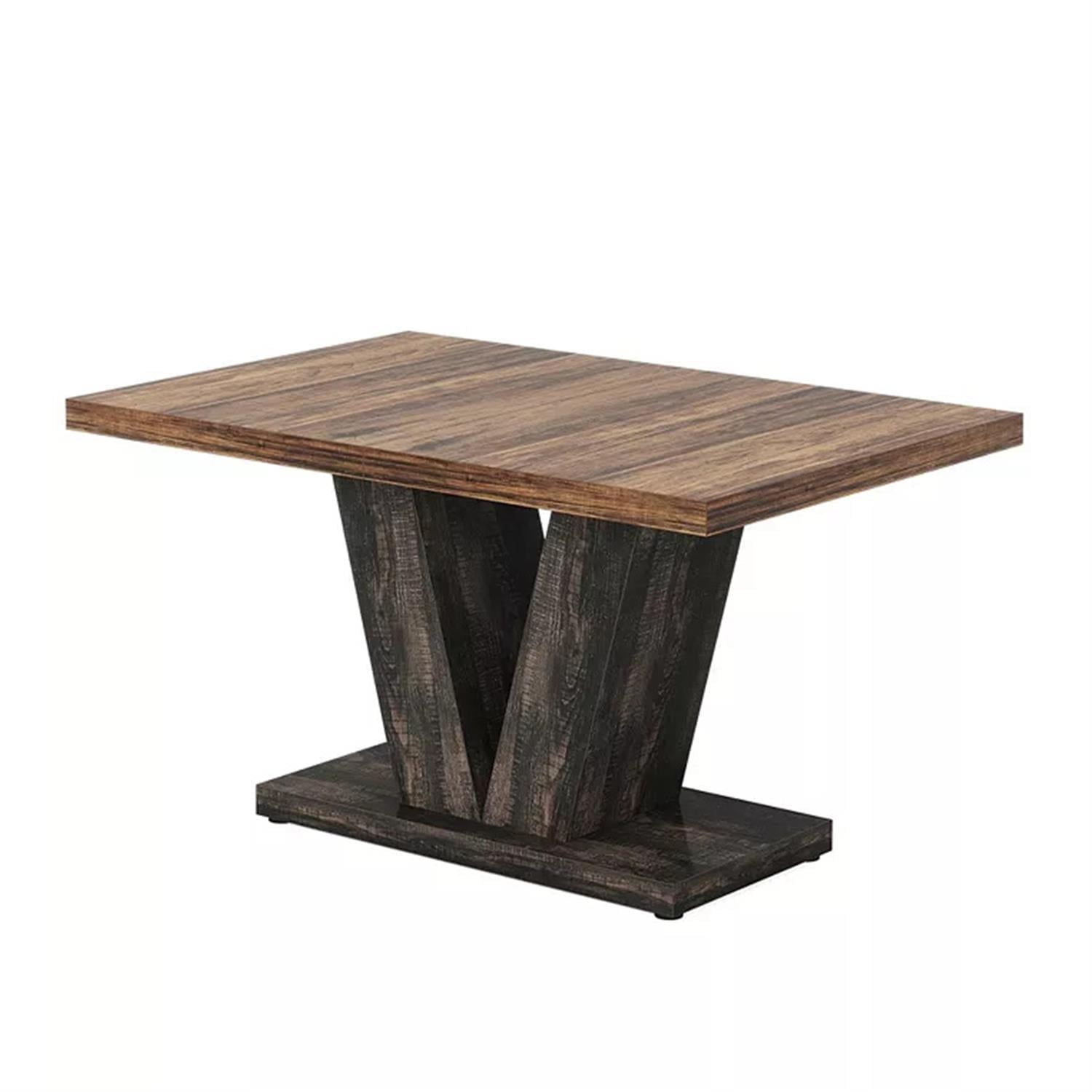 Demi Bonn 47" Farmhouse Dining Table, Wood Rectangular Kitchen Table with Duty Pedestal for Dining Room, Home Office, Living Room Furniture, Brown & Black