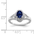 thumbnail image 2 of White Sterling Silver Ring Band Birthstone (09) September Sapphire Lab Created Oval Blue Diamond, 2 of 2