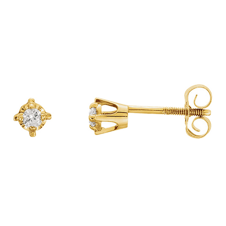 Gemaffair 14k Yellow Gold Baby Diamond Stud Earrings 5 X 5mm 14k Yellow Gold Baby Diamond Stud Earrings 5 X 5mm