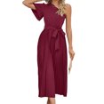 thumbnail image 1 of Vestidos de playa para mujer Vestidos casuales con cuello de un hombro para cóctel (Rojo vino S) FLhrweasw Para estrenar, 1 of 8