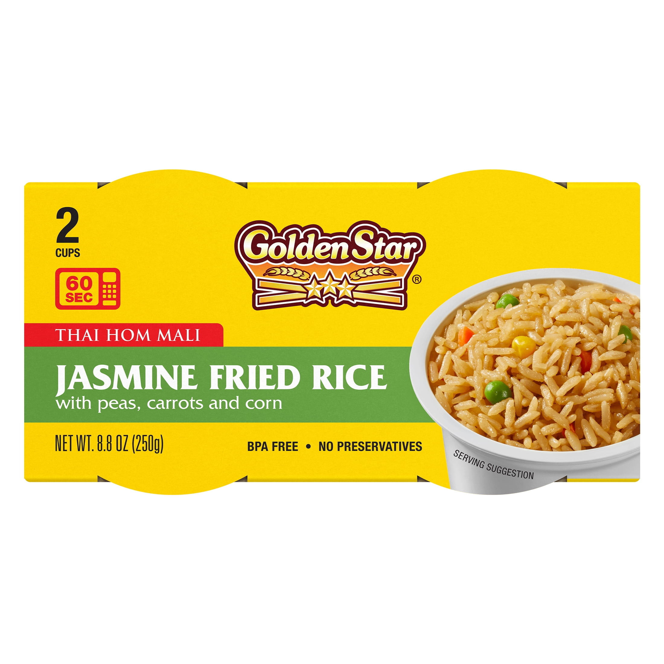 Golden Star Jasmine Fried Rice, 4.4 oz Cups, 2 Pack