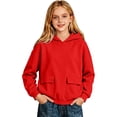 thumbnail image 2 of Big Girls Casual Hooded Sweatshirt Long Sleeve Pullover Hoodie for School Loungewear & Daily Outfits, 140, 2 of 2