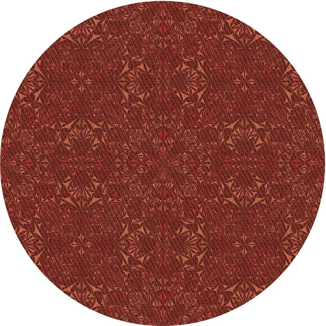 Ahgly Tapis Rond Lavable en Machine Intérieur Transitionnel Rouge Canneberge, 4 Pieds Rond