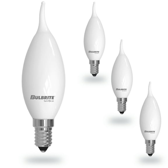 Bulbrite 5 Watt LED CA10 Light Bulbs, Warm Dimming 3000K (Soft White) - 1800K (Candlelight), 500 Lumens, (4 Pack)