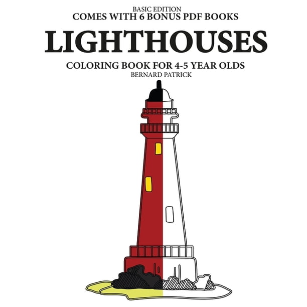 Simple Coloring Books For 4 5 Year Olds Lighthouses Paperback 