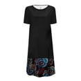 thumbnail image 4 of SMihono Robe d'Été Boho pour Femmes Grande Taille Mode Femmes Décontractée Col Rond Imprimé Manches Courtes Robe avec Poche, 4 of 5