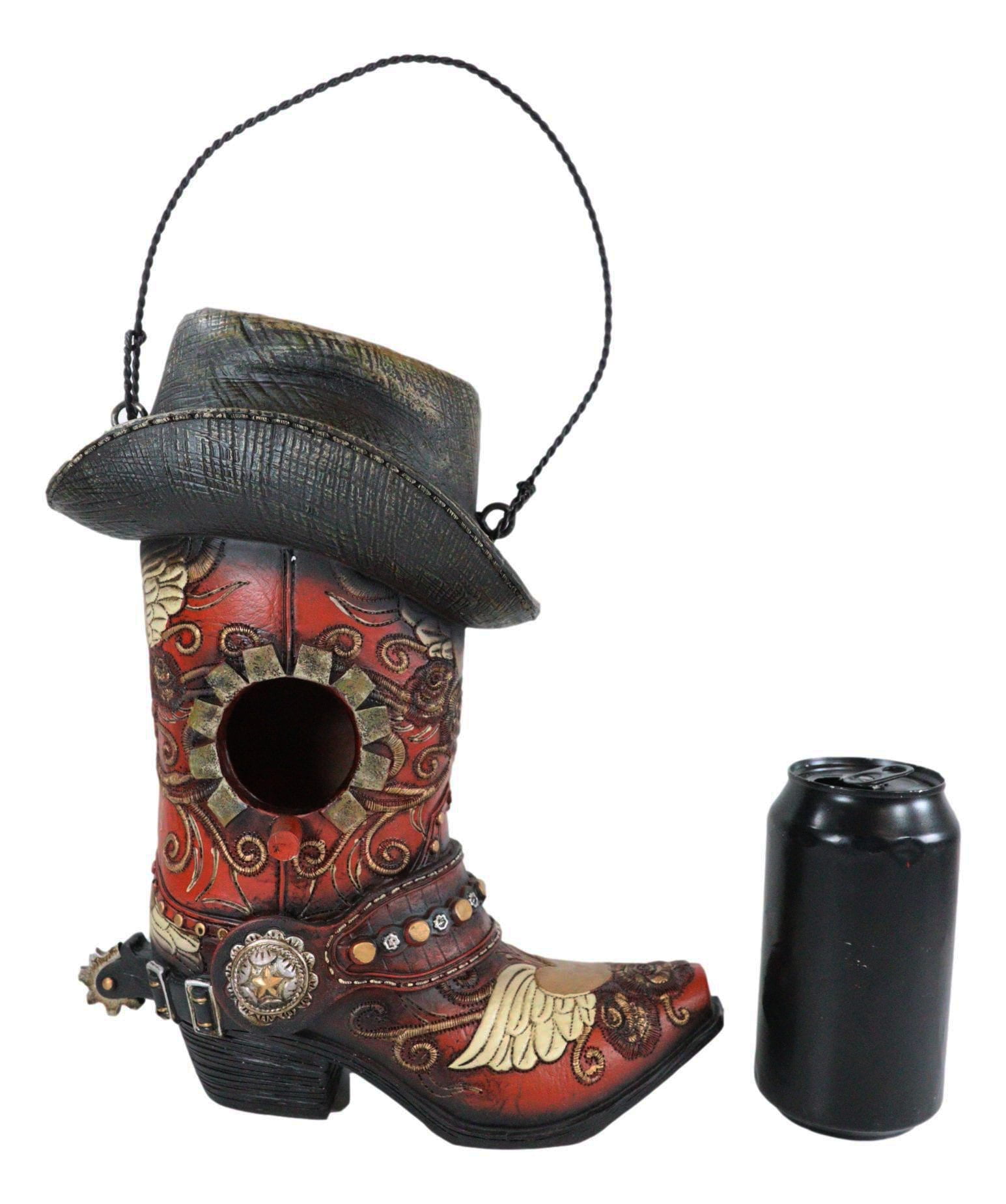 Ebros Gift Western Floral Cowboy Boots Bird Feeder with Hanger, Multi-Color (2 Pack)