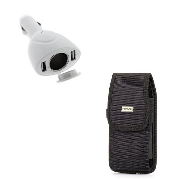 Rugged Canvas Carry Case w Car Lighter Socket Splitter Charger Adapter Z9Z Compatible With Google Pixel 3a XL