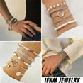 thumbnail image 2 of 6 PACK Boho Silver Chain Bracelets Set for Women,Multiple Layered Stackable Open, 2 of 8