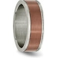 thumbnail image 5 of Chisel Titanium Brushed Center Brown IP-plated 8.2mm Grooved Edge Band - Ring Size 10.0, 5 of 8