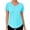 Light Blue, variant on Womens Workout Tops Full Back Coverage Athletic Shirt Quick Dry Short Sleeve T Shirts V Neck Gym Yoga Tunic Khaki L(L)