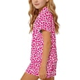 thumbnail image 4 of FAVIPT Pajamas Sets for Girls Summer Leopard Collared Short Sleeve T-Shirt and Shorts 2Pcs Pajama Button Down Loungewear Set Hot Pink,3-4Years, 4 of 7