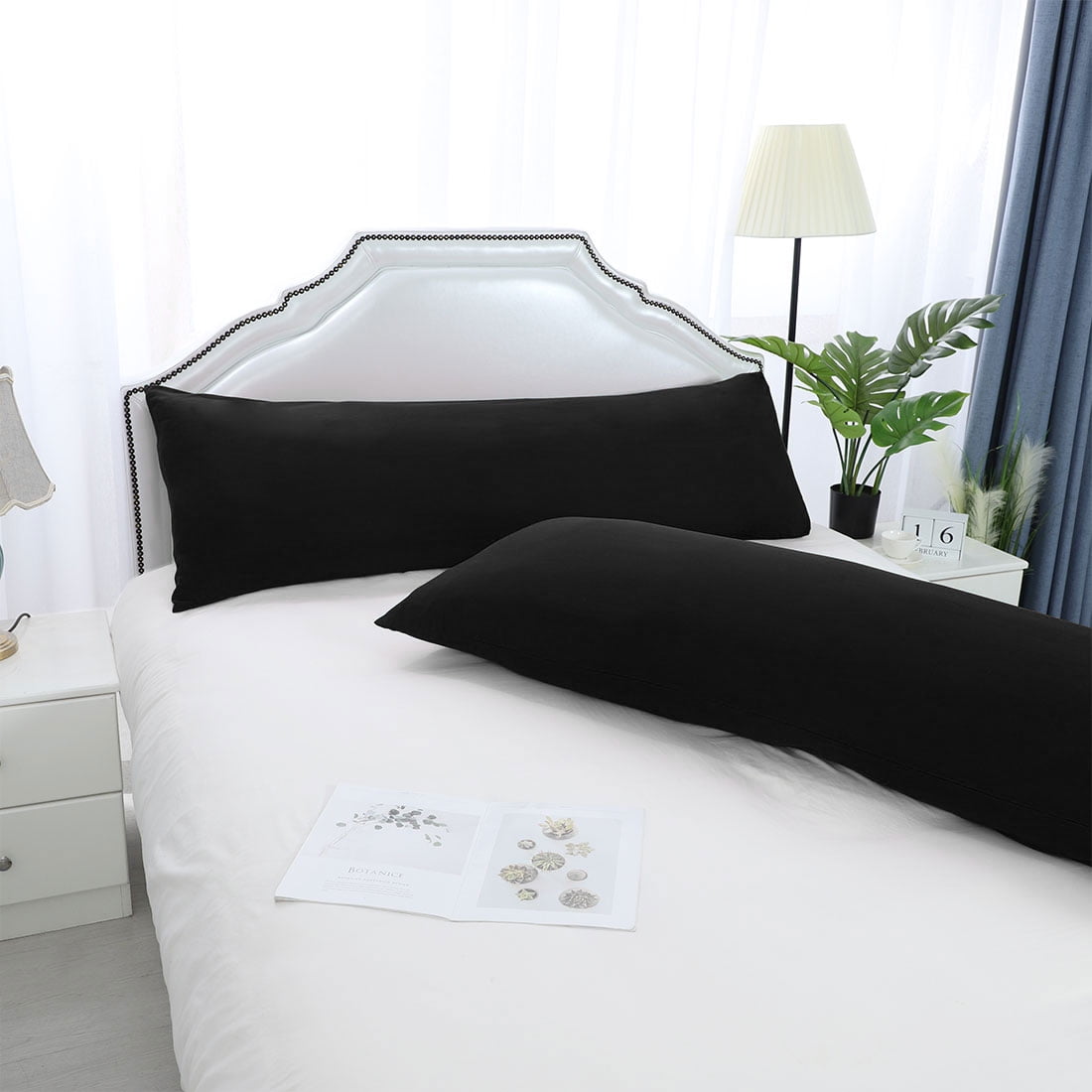 Unique Bargains Microfiber Solid Long Body Pillowcases, 2-Pack Black 20" x 60"