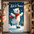 thumbnail image 3 of Cartoon Polar Bear Winter Banner Snowflakes Ice Skating Holiday Let it Snow for Winter Party Christmas Event Seasonal Decoration, 3 of 7