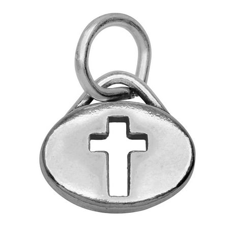 Cut Out Cross - Sterling Silver Message Charm, Cross Cut Out 11x8mm, 1 Piece, Silver