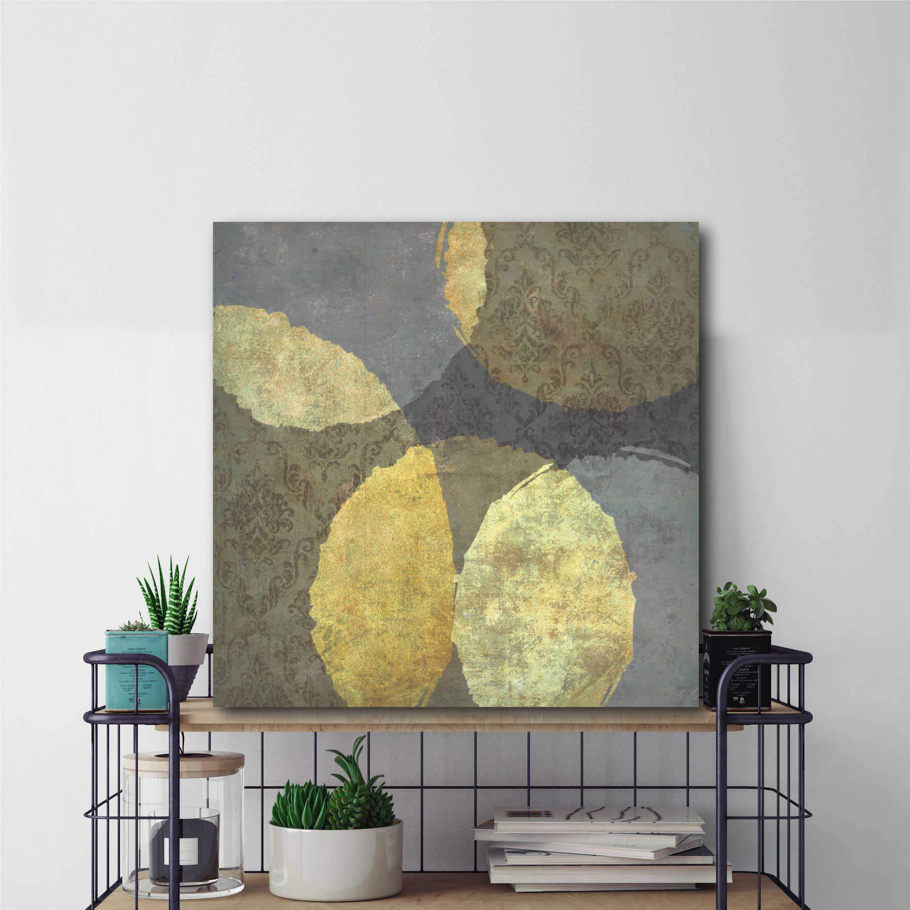 Gray-Gold Gallery-Wrapped Canvas Wall Art, 16x16
