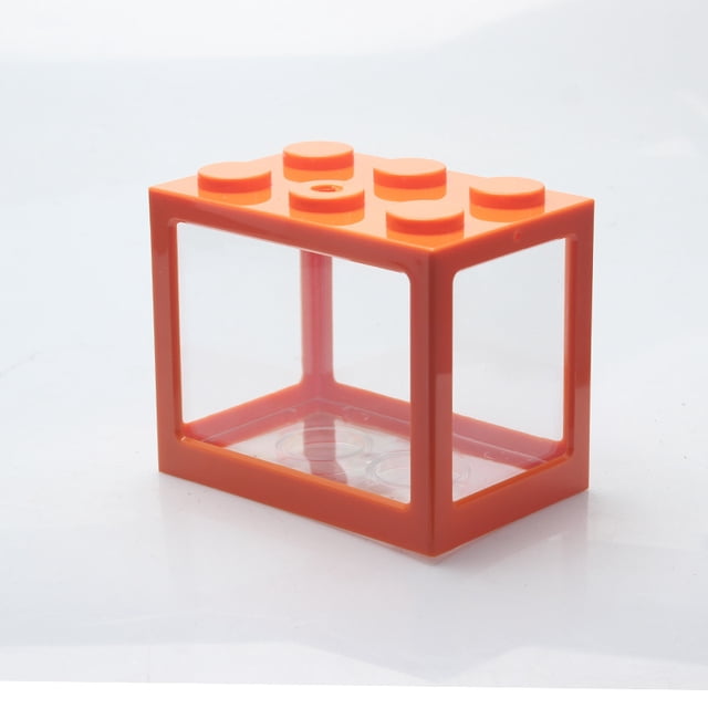 2 juegos Naranja Pecera pequeña beta, acuario de plantas de grava, piedra de alimentación, pecera de tortugas reptiles, pecera de bloques de construcción de Mesa YONGSHENG YONGSHENG