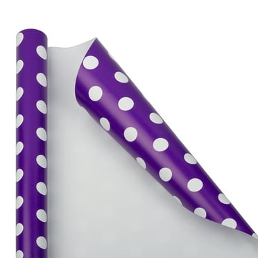 JAM Paper Purple with White Polka Dots Wrapping Paper, 25 sq. ft., 1/Pack