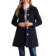 thumbnail image 1 of Abrigo largo elegante de invierno para mujer con cuello de solapa en azul oscuro XS, 1 of 6