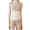 thumbnail image 1 of RXIRUCGD Hauts Sans Manches Thermiques en Peluche Color Block pour Femmes (Beige, Taille : TG), 1 of 4