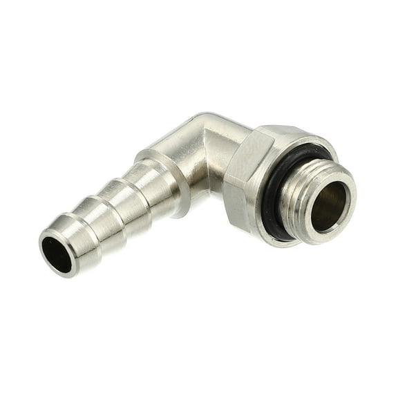 Universal Car 90 Degree Brass Fitting Hose Adapter 6mm 1/4" Barb to Male G1/8" BSP BSPT Silver Tone