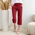 thumbnail image 2 of EDFBUYKRS Female Women Pants Casual Pants for Women Work Casual Petite Women High Waisted Wide Leg Pants Fashion Drawstring Elastic Trousers Comfy Straight Leg Long Pants with Pockets Xxxxl, 2 of 5