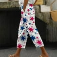 thumbnail image 2 of Independence Day Harem Pants Women Lounge Pants Mid Waist Capri Pant Loose Fit Trousers Drawstrings Slacks Comfy Lightweight Bottoms Straight Leg Pant with Pockets 4th of July Gift, 2 of 5