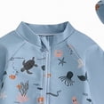 thumbnail image 5 of TOWED22 Toddler Baby Boy Rash Guard Swimsuit Long Sleeve Zipper One Piece Bathing Suit with Hat Infant Beach Swimwear Grey,0-3 M, 5 of 7