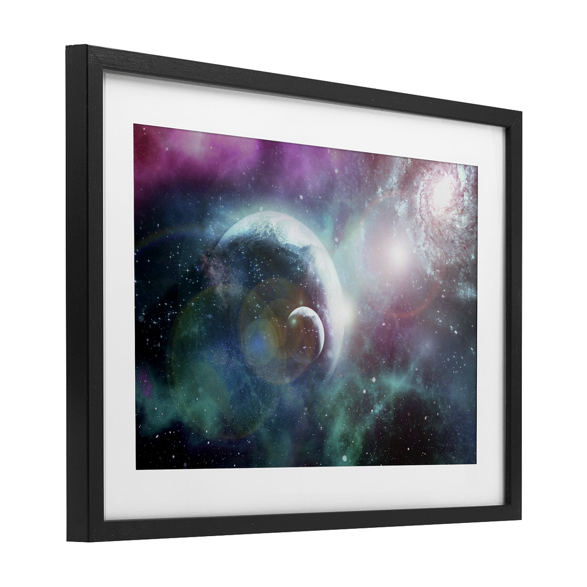 Eclipsing Cosmos Planets Black Framed Print Under Glass, design by Ali Chris