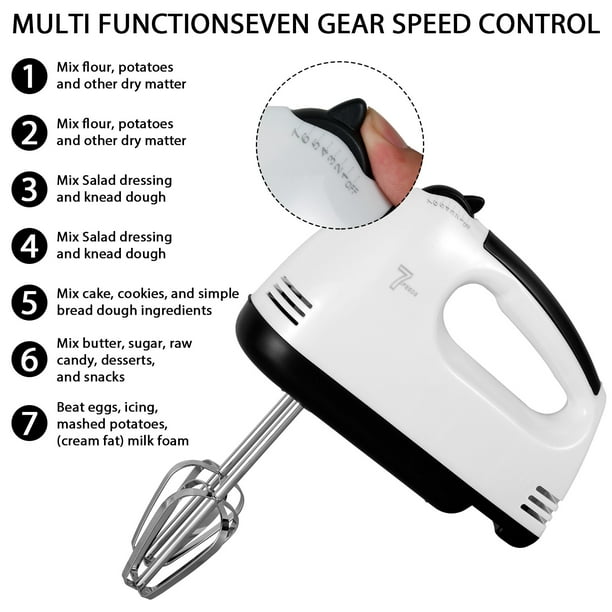 Electric Cream Whipper, Electric Hand Mixer 3 Gears Simple Operation Long  Standby for Cooking
