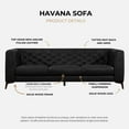 thumbnail image 4 of Omax Decor Havana 90" Mid Century Modern Tufted Genuine Leather Sofa in Black, 4 of 8