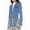 Dark Blue, variant on Female'S Fashion Lace Up Denim Jacket Long Sleeve Open Front Vintage Short Jean Coat Casual Streetwear Light Blue L