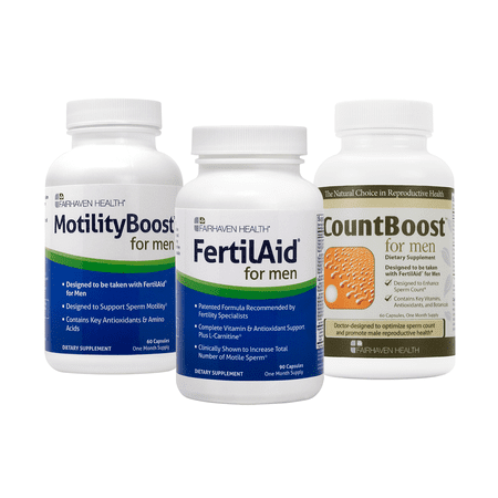 FertilAid for Men, MotilityBoost, Countboost Bundle (1 Month Supply) Fertility (Best Male Fertility Supplements)