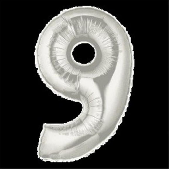 40 inch Number 9 - Silver Megaloon Betallic Foil Mylar Balloon - Party Supplies Decorations