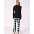 thumbnail image 3 of DARING DIVA Women's Soft Long Sleeve Plaid Pajama Set with Pockets XS Black, 3 of 6