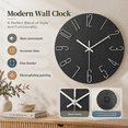 thumbnail image 3 of 12 Inch Wall Clock Silent Non Ticking, Preciser Modern Style Decor Clock for Home, Office, School, Kitchen, Bedroom, Living Room (Black), 3 of 9