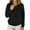 Black, variant on XIAONU Womens Hoodies Waffle Knit Button V-Neck Hooded Sweatshirt Solid Color Long-Sleeve Drawstring Hoodie With Pockets
