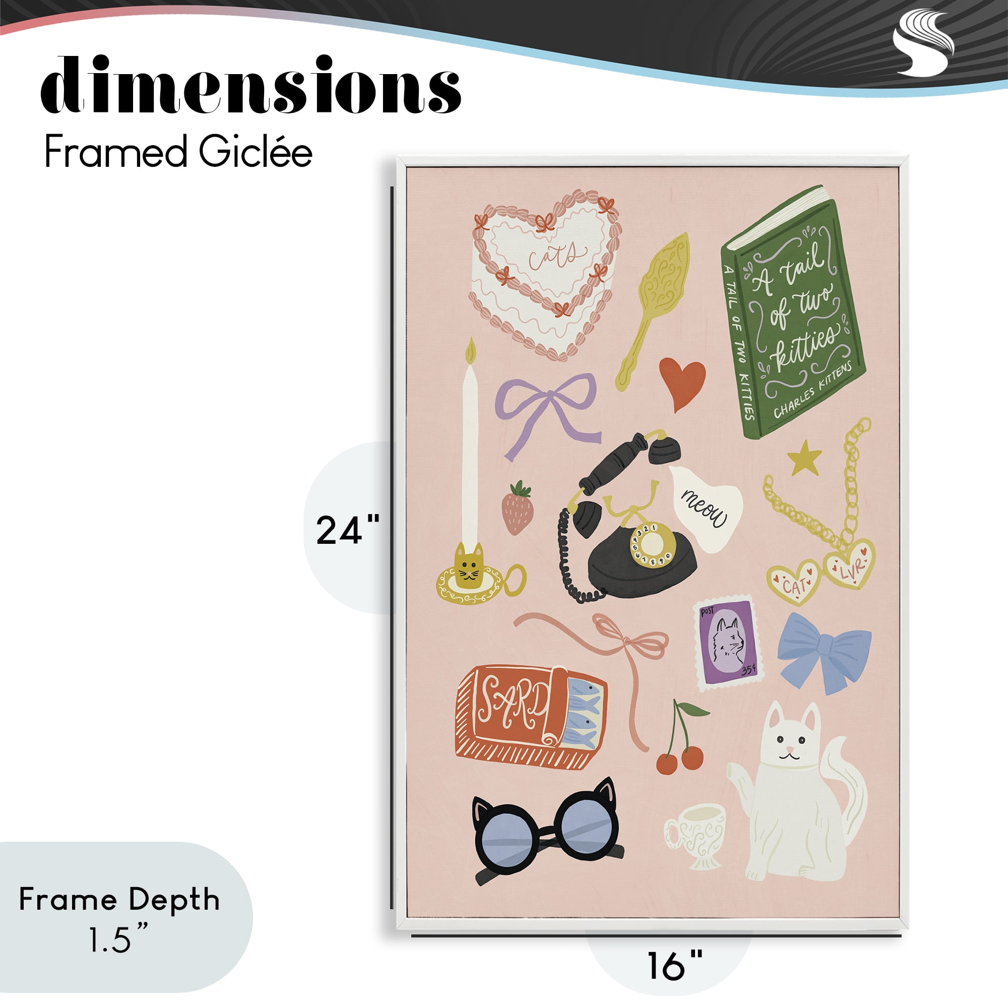 Stupell Industries Vintage Cat Lover Trinkets White Framed Giclee Art, design by Amanda Houston