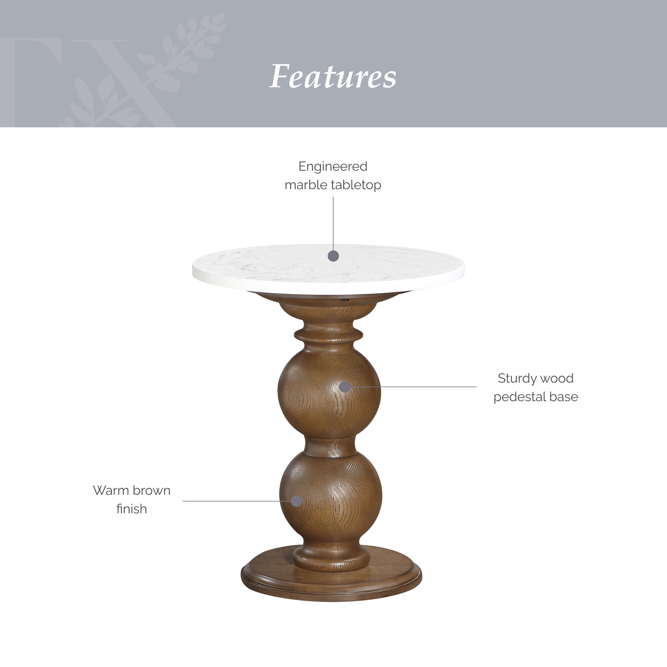 My Texas House Vivienne Marble Top End Table