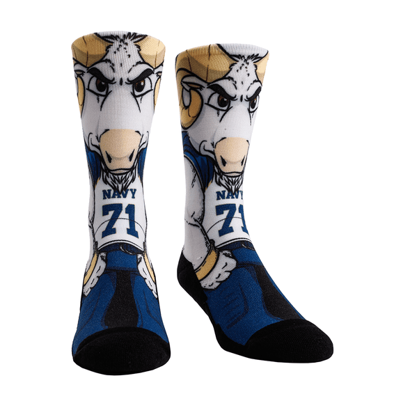 Rock Em NCAA HyperOptic Mascot Crew Socks -  Navy Midshipmen