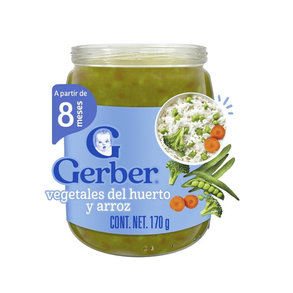 Papilla Gerber Gerber etapa 3 sabor vegetales del huerto y arroz 170 g