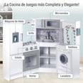 thumbnail image 2 of Kids House Cocina Master Chef White Kitchen: Cocina de Juguete para Niños, Modular Esquinada con Microondas, Lavabo, Cortinas Elegantes y Espacio de Almacenamiento Integrado, 2 of 5