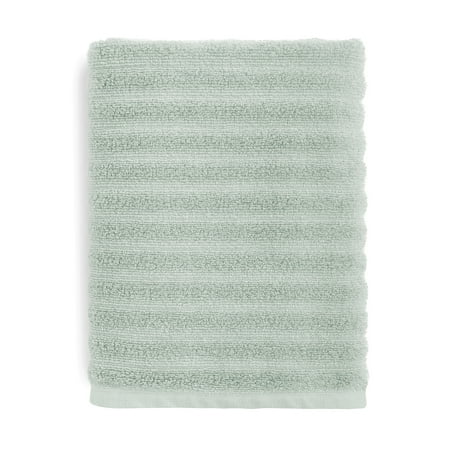 Mainstays Performance Cotton Bath Towel, Super Soft Quick Dry Fade Resistant, Textured Light Green
