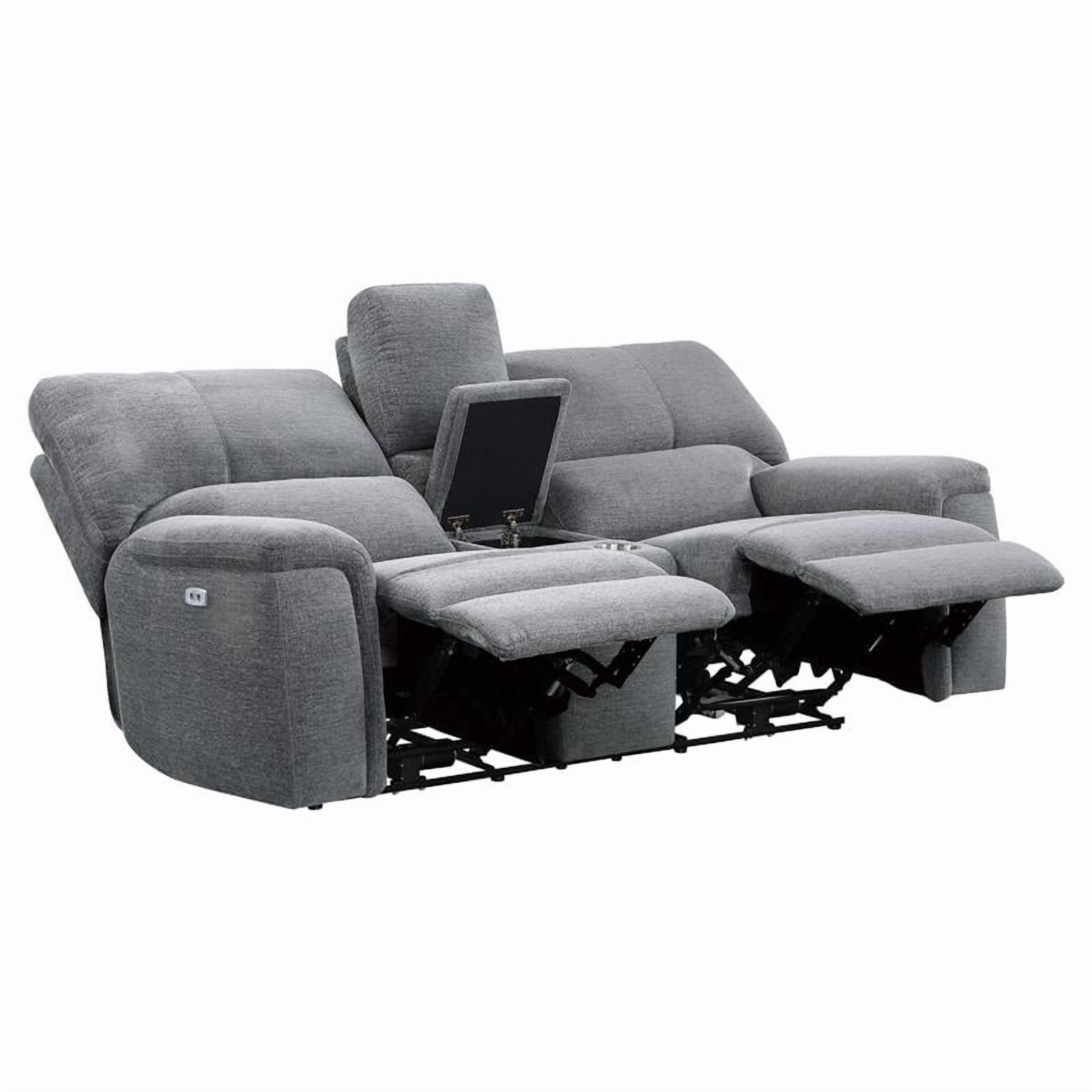 Lexicon Dickinson Power Double Recliner Loveseat with Center Console in Charcoal