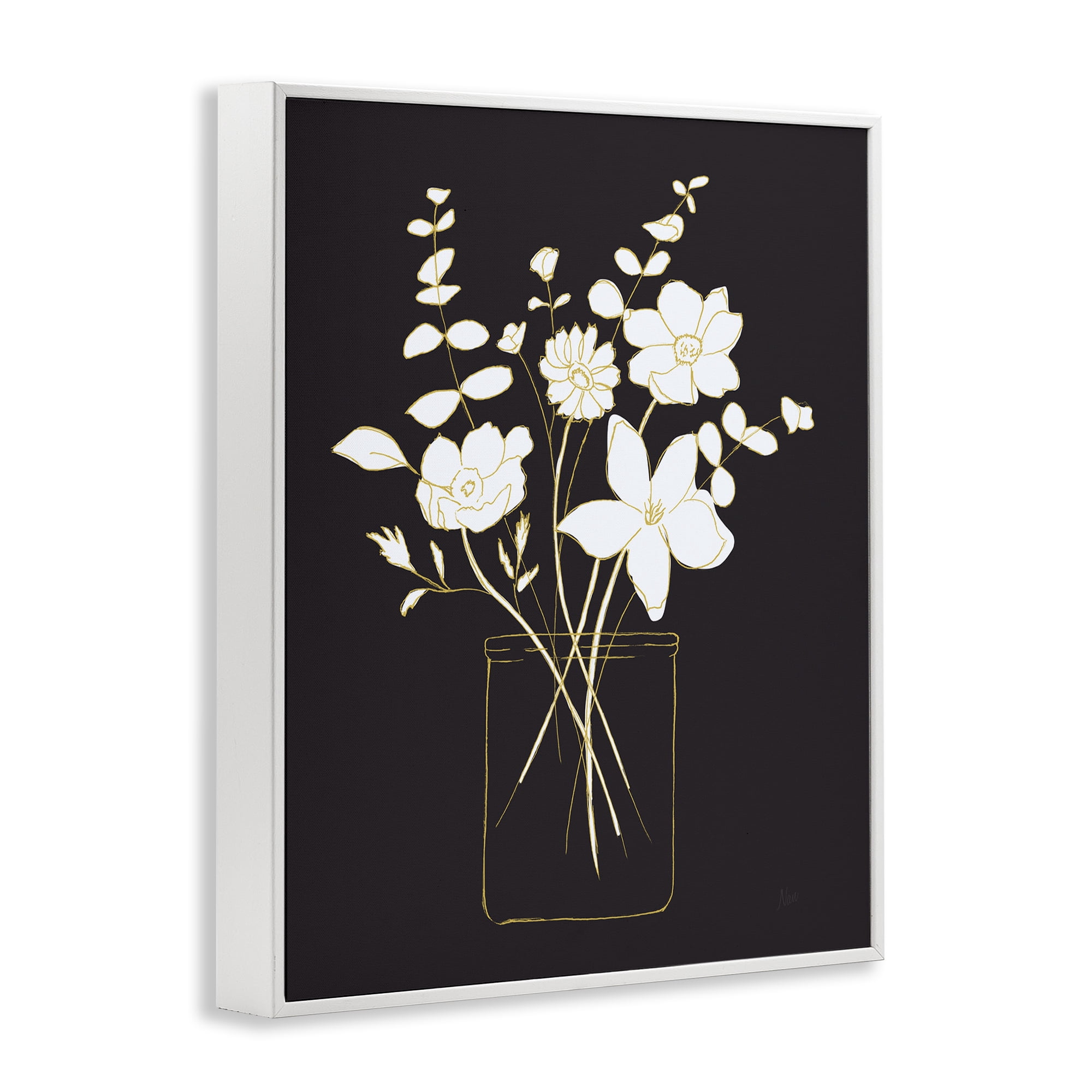 Stupell Industries Classy White Flowers Botanical & Floral Painting White Framed Art Print Wall Art, 16 x 20