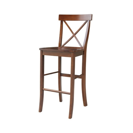UPC 727506695348 product image for International Concepts Wood Cross Back Bar Height Stool - 28.94  Seat Height - E | upcitemdb.com