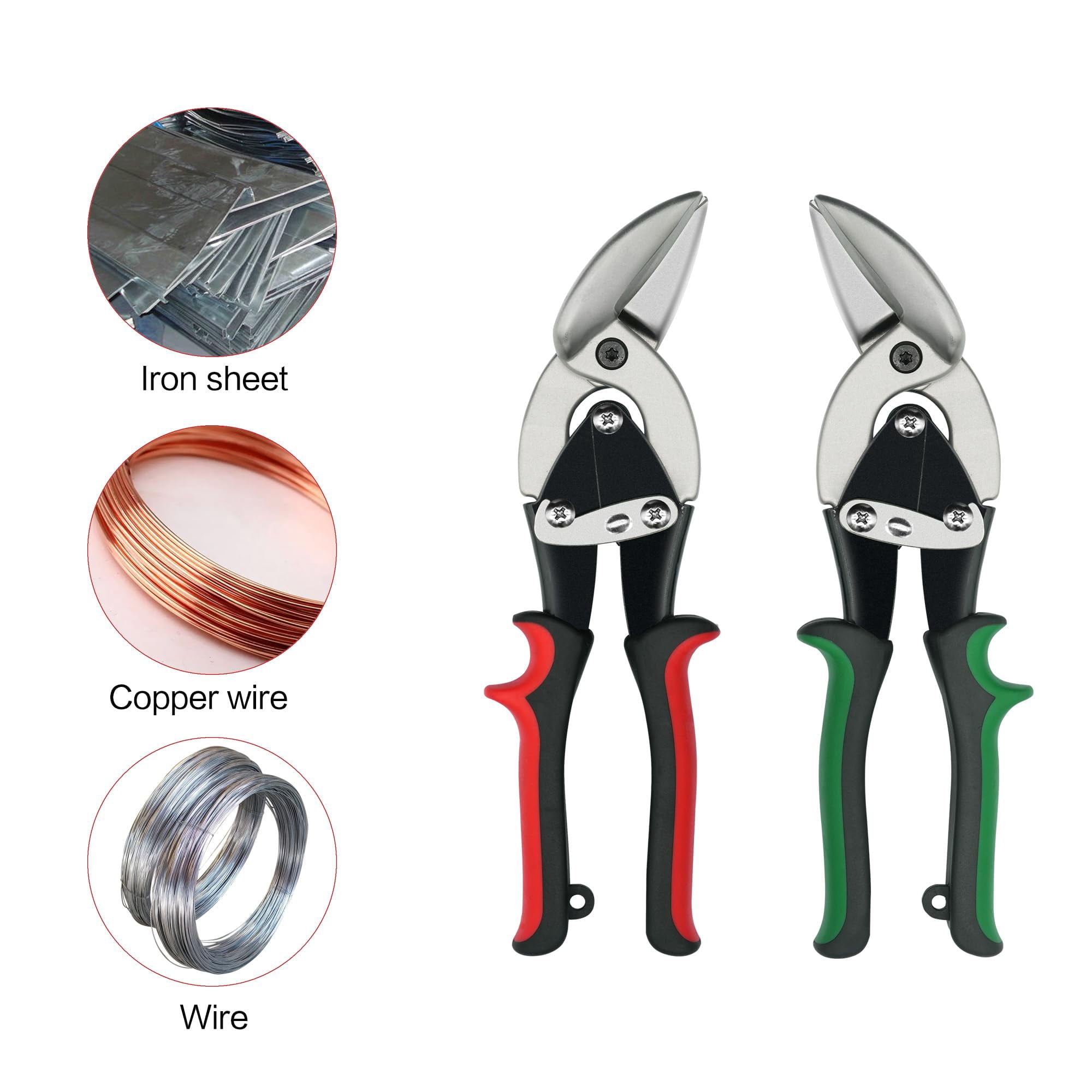 2pcs Left And Right Regular Tin Shears Metal With Comfort Grip Safety Lock Suitable For Thin  Moderately Hard Materials